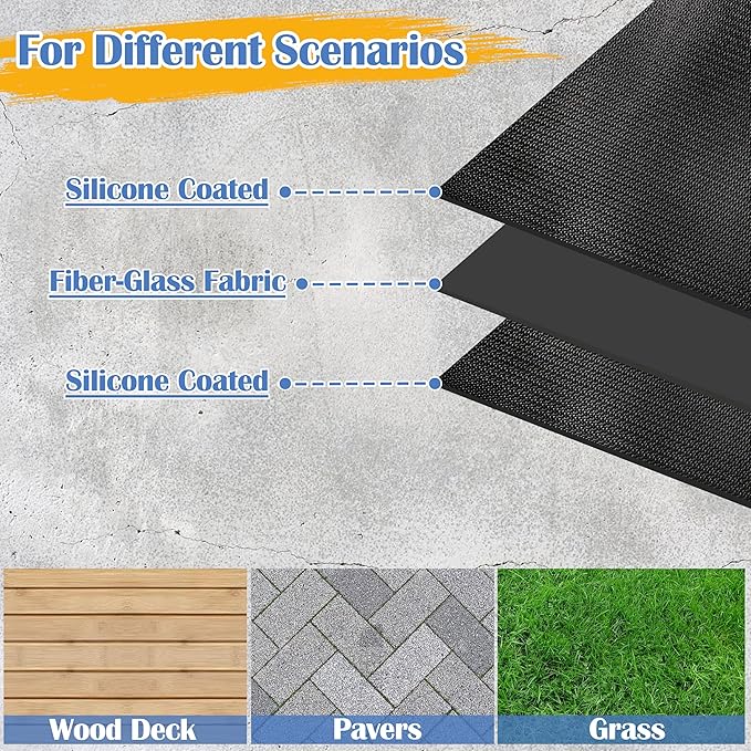 Grill Floor Mat 90 x 52 Inch Fiberglass Silicone Coated