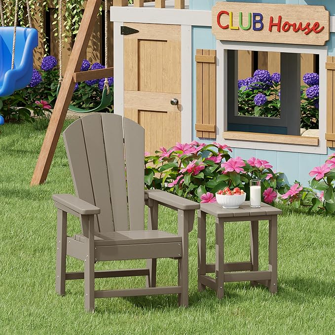 Costaelm Kids Outdoor Side Table, Small Patio HDPE Adirondack Square Table - Image 3