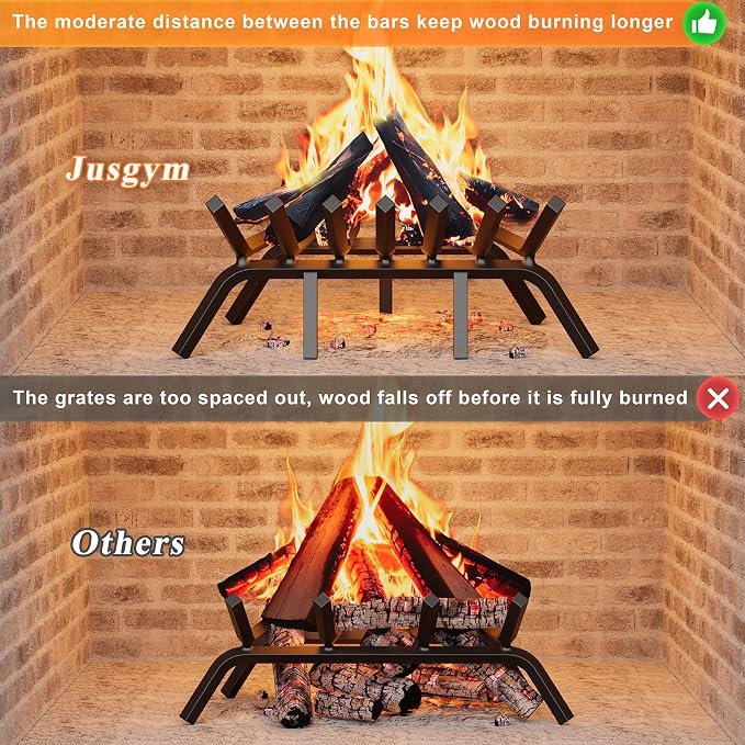 Fireplace Grate 21 Inch with 7 Support Legs, Solid Steel Heavy Duty Fireplace - Image 3