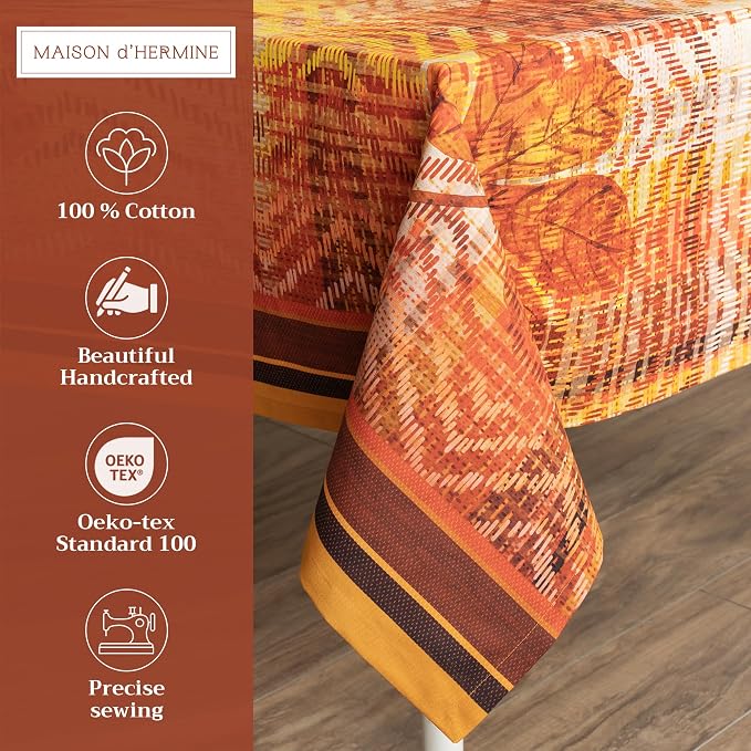 Maison d' Hermine Table Cloth Square Table 100% Cotton 54 x 54 Inches Fall - Image 2