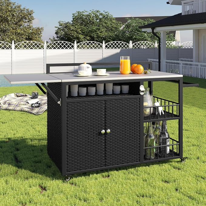 CHARMMA 63.5" Outdoor Kitchen Island, Kitchen Storage Island, Cooking Station by CHARMMA
