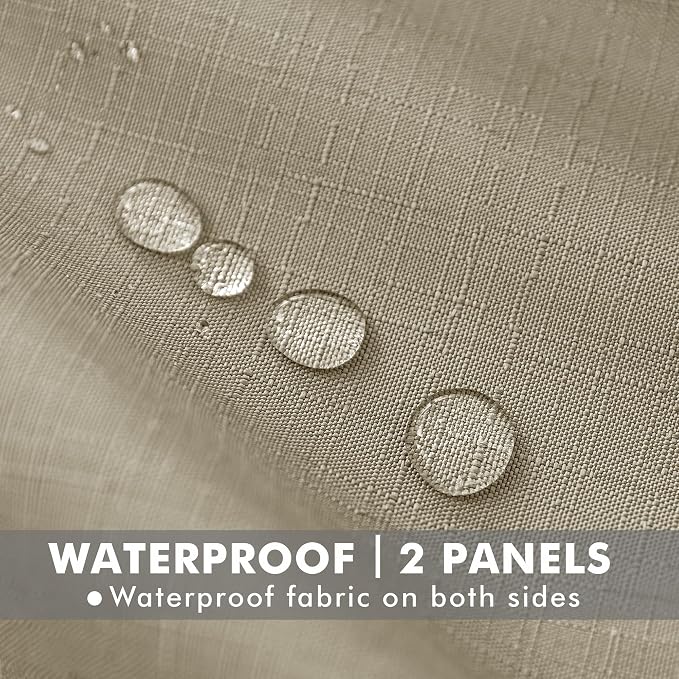 HolidayIdeas 2 Panels Linen Outdoor Curtains - Image 2