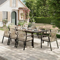 9 Pieces Outdoor Dining Set for 8, Patio Dining Set Wicker Rattan Chairs by MIXPATIO