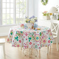 Newbridge Shabby Chic Lily Print 70 Inch Round Vinyl Flannel Backed Tablecloth by HomeBargainsPlus
