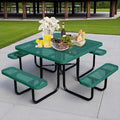 46" Square Picnic Table for Outside, Heavy Duty Metal Picnic Table Bench Set by HIMcup