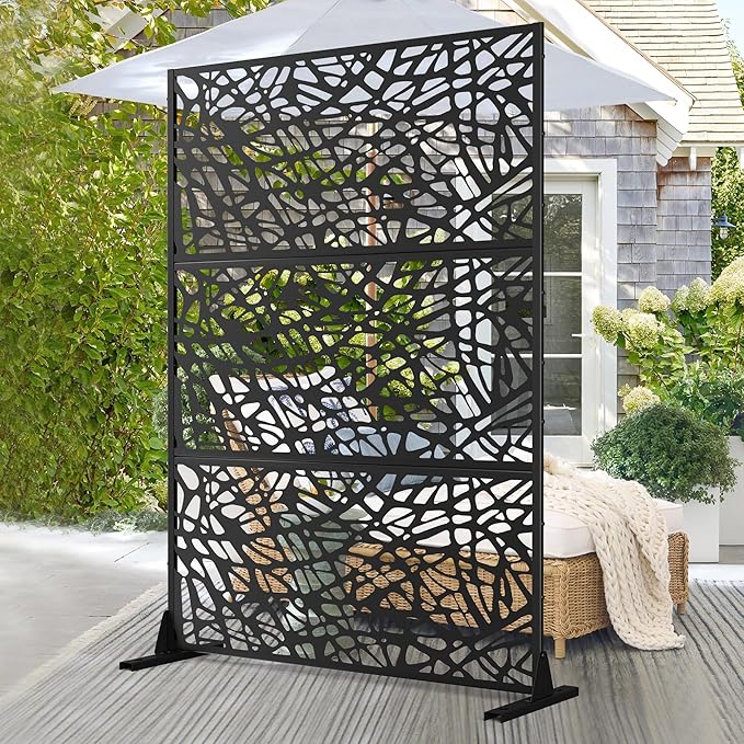 Elevens Metal Outdoor Privacy Screen, Freestanding Outdoor Divider Decorative by Unknown