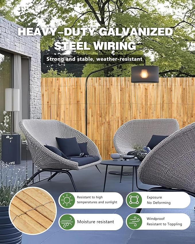 4ft x 13ft Natural Bamboo Slat Screening Roll, Outside Bamboo Privacy Fencing - Image 7