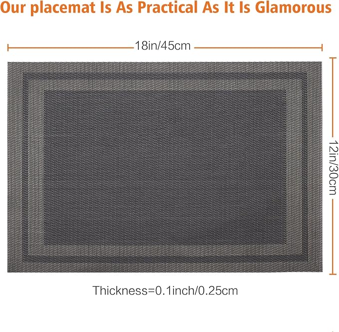 Placemats Set of 8, Heat and Stain Resistant Indoor/Outdoor Place mats - Image 3