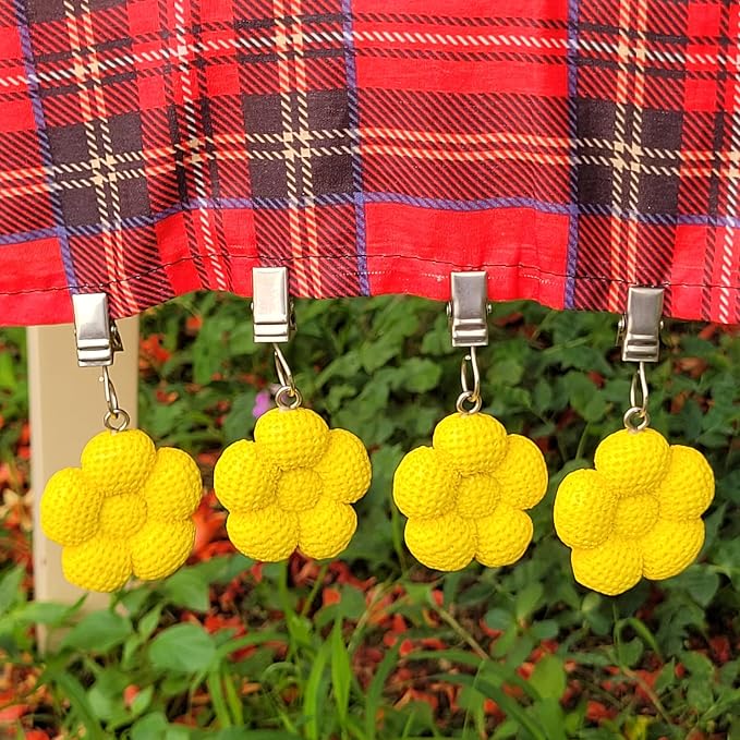 TwoFish Home Set of 4 Yellow Sunflower Resin Tablecloth Weights Clips Yellow - Image 5