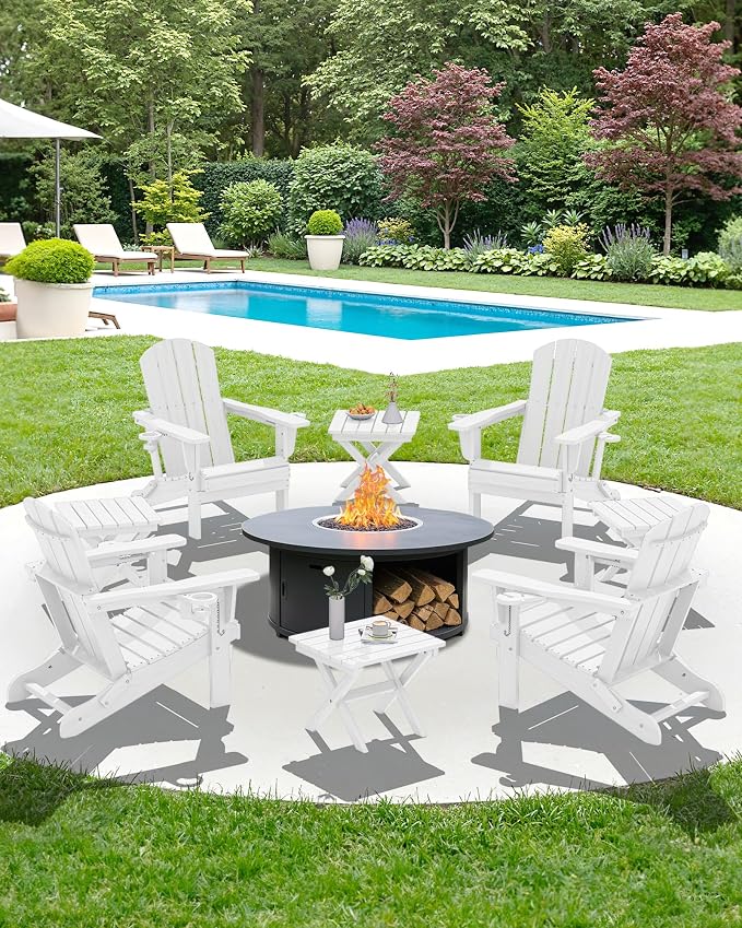 SERWALL Portable Folding Adirondack Side Table, HDPE Small Outdoor End Table - Image 11
