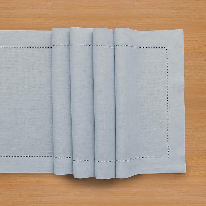 Solino Home Linen Dusty Blue Table Runner 108 Inches Long - Image 9