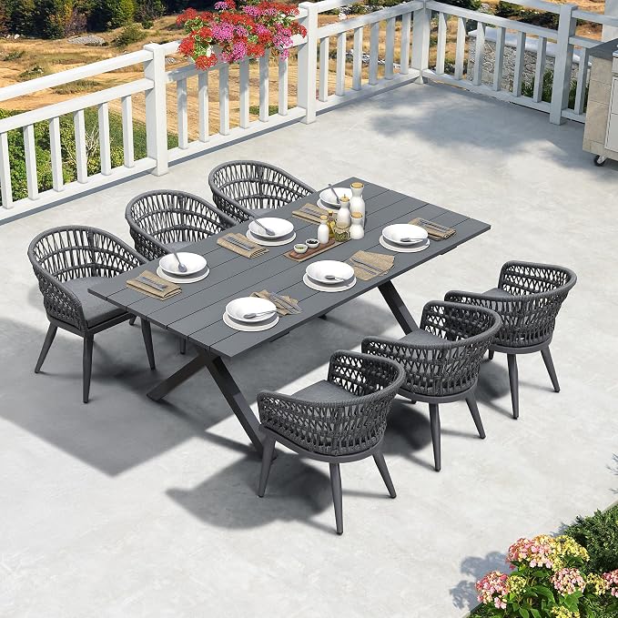 PURPLE LEAF Outdoor Dining Set All-Weather PE Rattan Patio Dining Furniture Set by PURPLELEAF