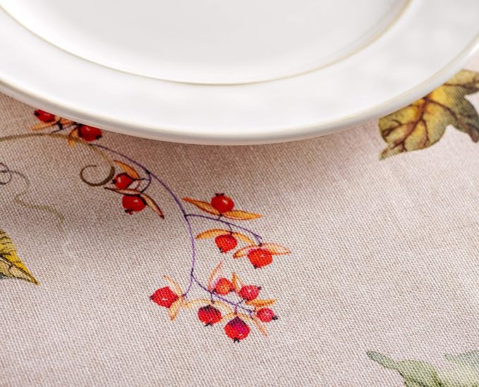 Maison d' Hermine Table Cloth Round Table 100% Cotton 63 Inches Fall Tablecloth - Image 7