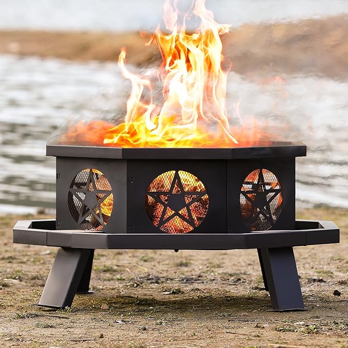 26 inch Fire Pit, Outdoor Fire Pit by SUNOUTLY