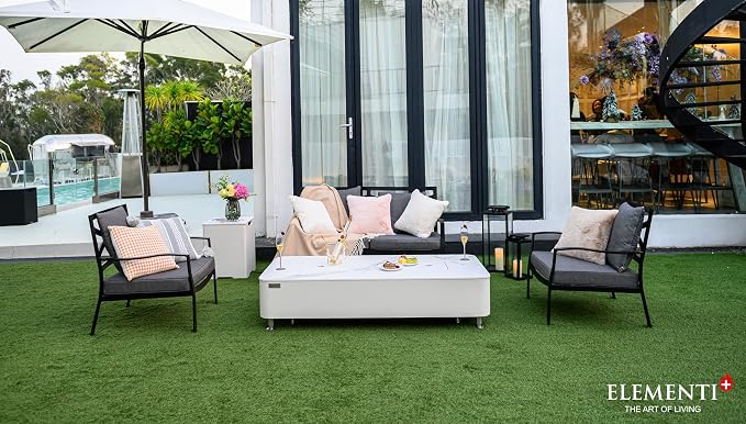Elementi+ | Athens Gas Fire Pit | Cast Concrete Body & Marble Porcelain Top | - Image 6