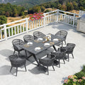 PURPLE LEAF 9 Pieces Outdoor Dining Set All-Weather PE Rattan Outdoor Patio by PURPLELEAF