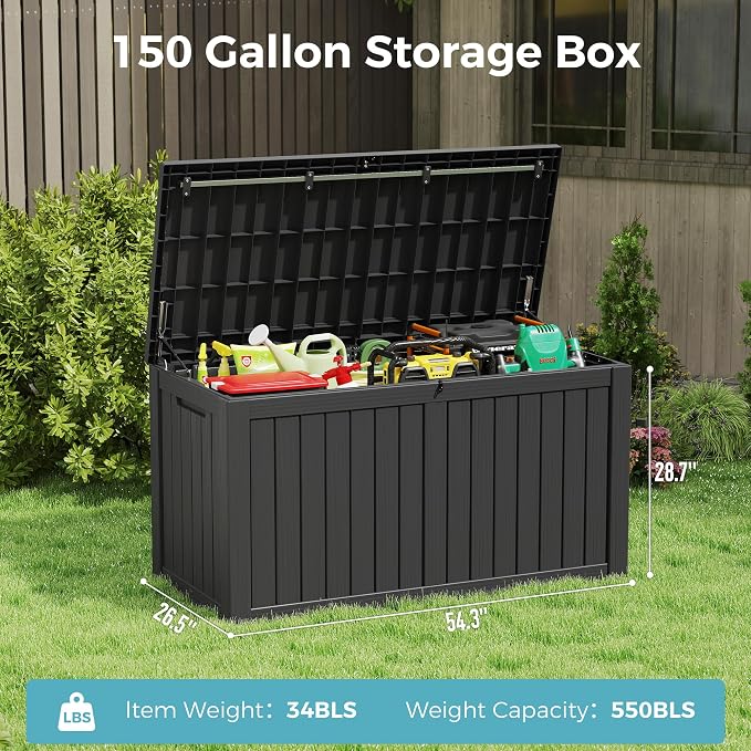 KAMABOKO Outdoor Storage Box, 150 Gallon Large Outdoor Resin Deck Box, Storage - Image 2