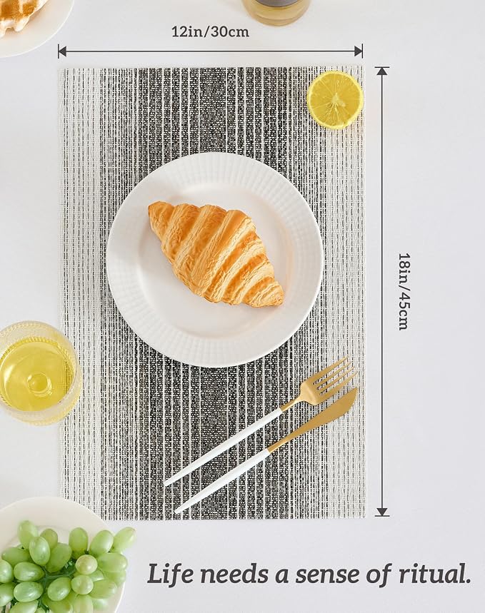 Leetaltree Black with White Woven Placemats Set of 8 - Image 7