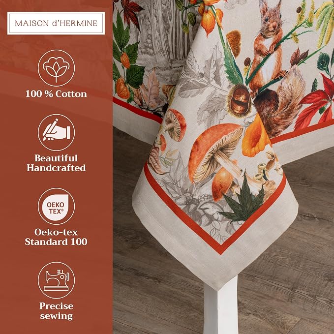 Maison d' Hermine Table Cloth Square Table 100% Cotton 54 x 54 Inches Fall - Image 2