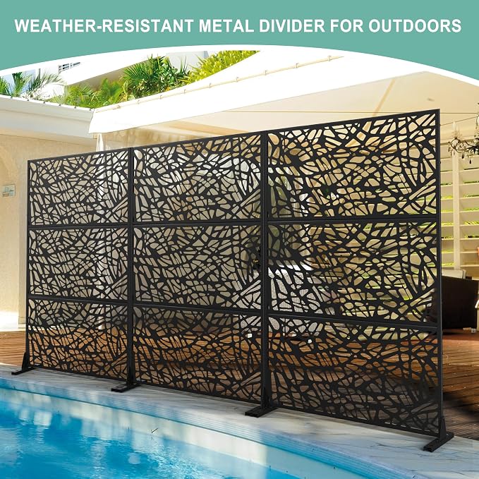 Metal Privacy Screen for Outdoor & Indoor Use, Free Standing Privacy Screen for - Image 5