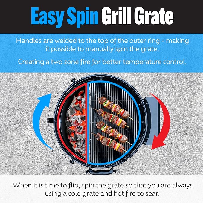 SnS Grills Slow ‘N Sear EasySpin Charcoal Grill Cooking Grate - Image 6