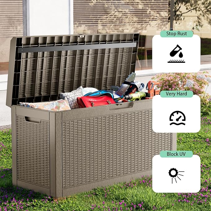 60 Gallon Deck Box, Resin Outdoor Storage Box - Image 5