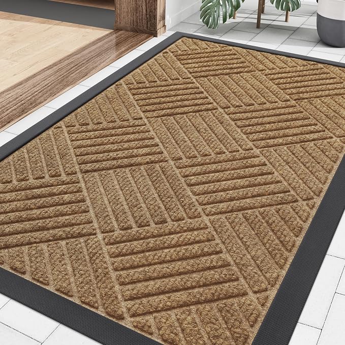 Smiry Front Door Mat Outside Entrance, Heavy Duty Outdoor Indoor Natural Rubber by Smiry