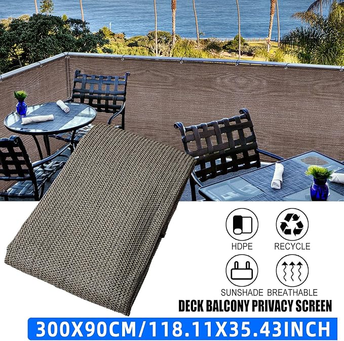 3'x10'Balcony Privacy Screen Cover Fence Cover UV Protection Weatherproof - Image 6