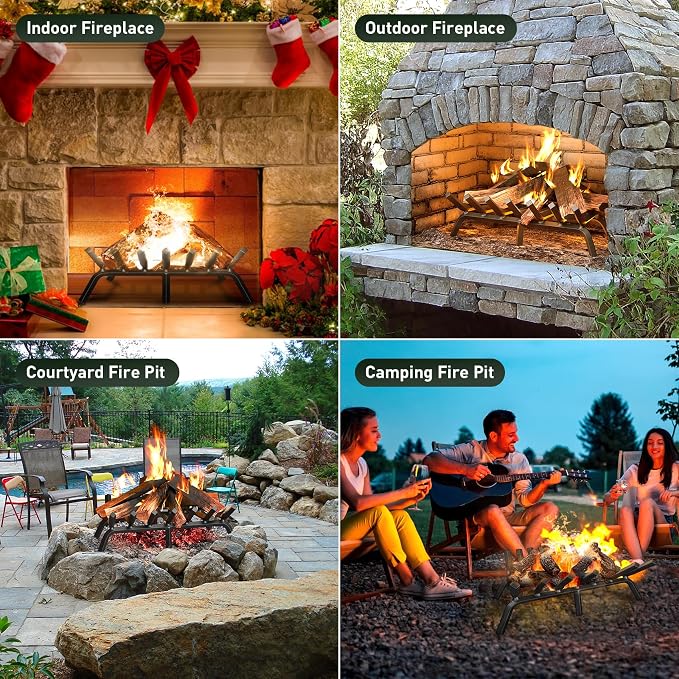 mestyl Fireplace Grate 24 Inch Heavy Duty Wrought Iron Fireplace Log Grate - Image 6