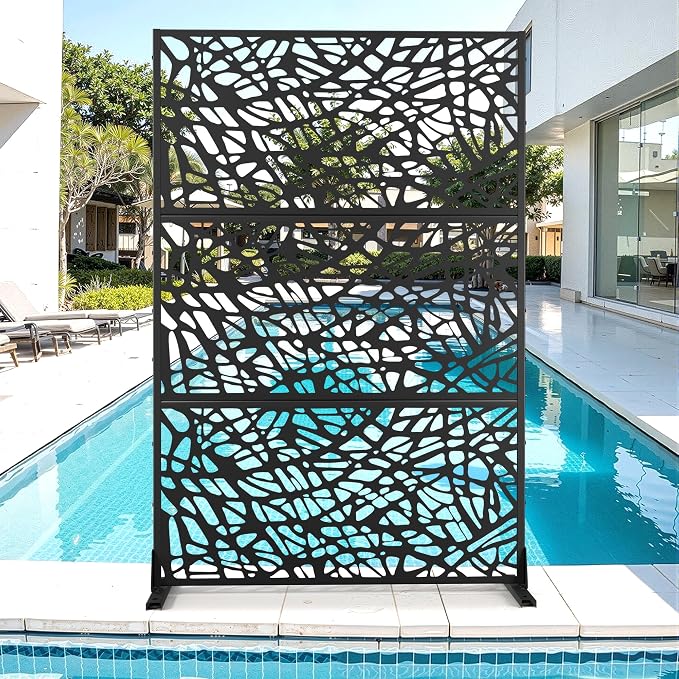 Metal Privacy Screen for Outdoor & Indoor Use, Free Standing Privacy Screen for by Unknown