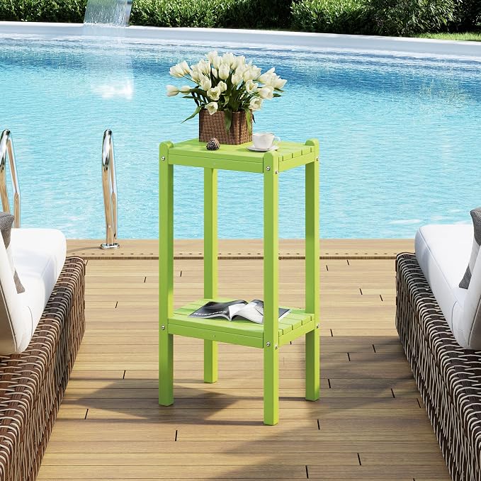 Costaelm Outdoor Side Table, 2-Tier Small Patio Coffee Tables - Image 2