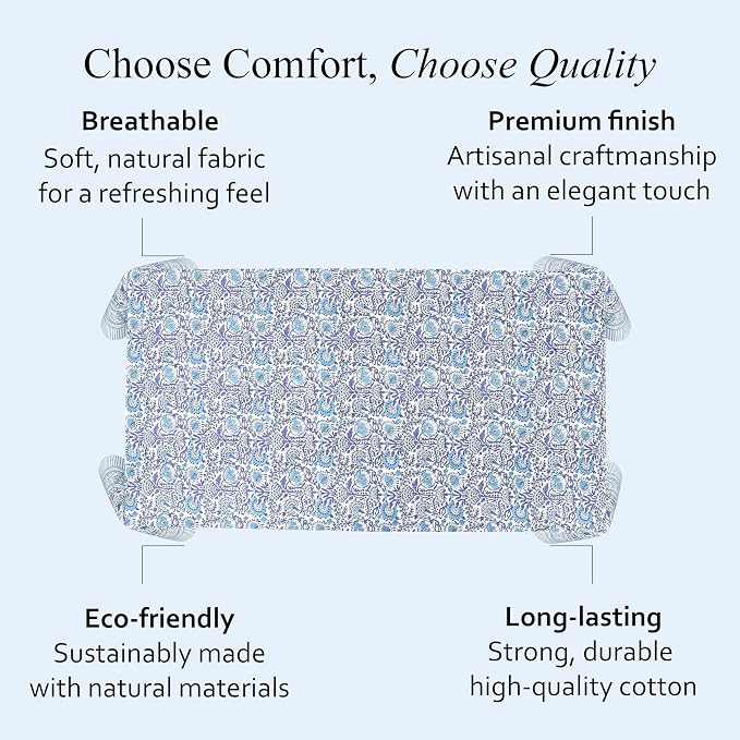CPC Tablecloth 100% Cotton 70x118 Inch Indian Block Print Rectangle Table Cover - Image 6