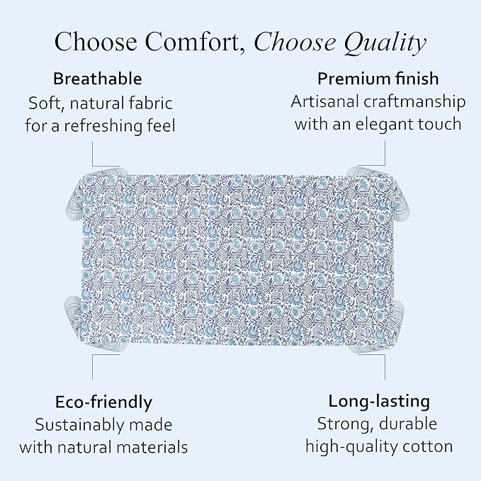 CPC Tablecloth 100% Cotton 70x108 Inch Indian Block Print Rectangle Table Cover - Image 6