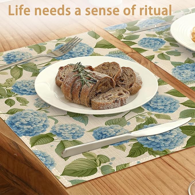 Placemats12x18 Inch, Vintage Floral Kitchen Dining Coffee Table Mats Set of 6 - Image 2