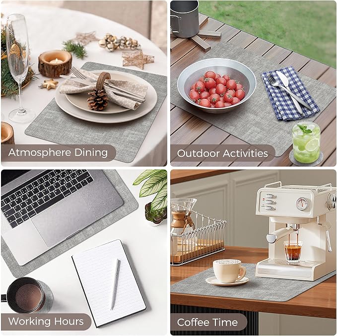 Vinyl Placemats Set of 6, Faux Leather Waterproof and Heat Resistant Place Mats - Image 6