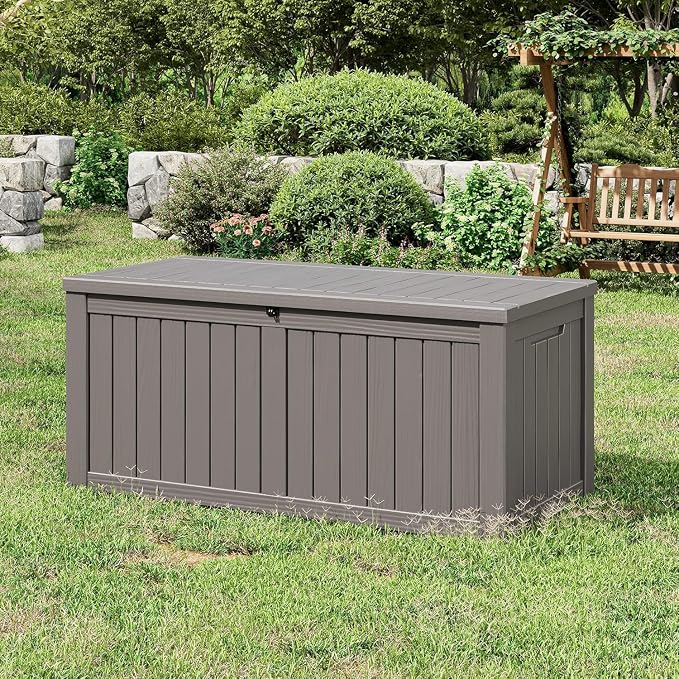 NUNU LAB 120 Gallon Outdoor Storage Box, Resin Large Sturdy Deck Box, Backyard - Image 2