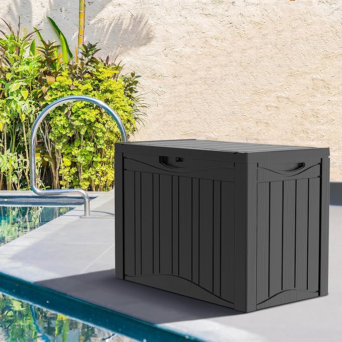 50 Gallon Outdoor Storage Box Waterproof Lockable Resin Deck Box Large - Image 6