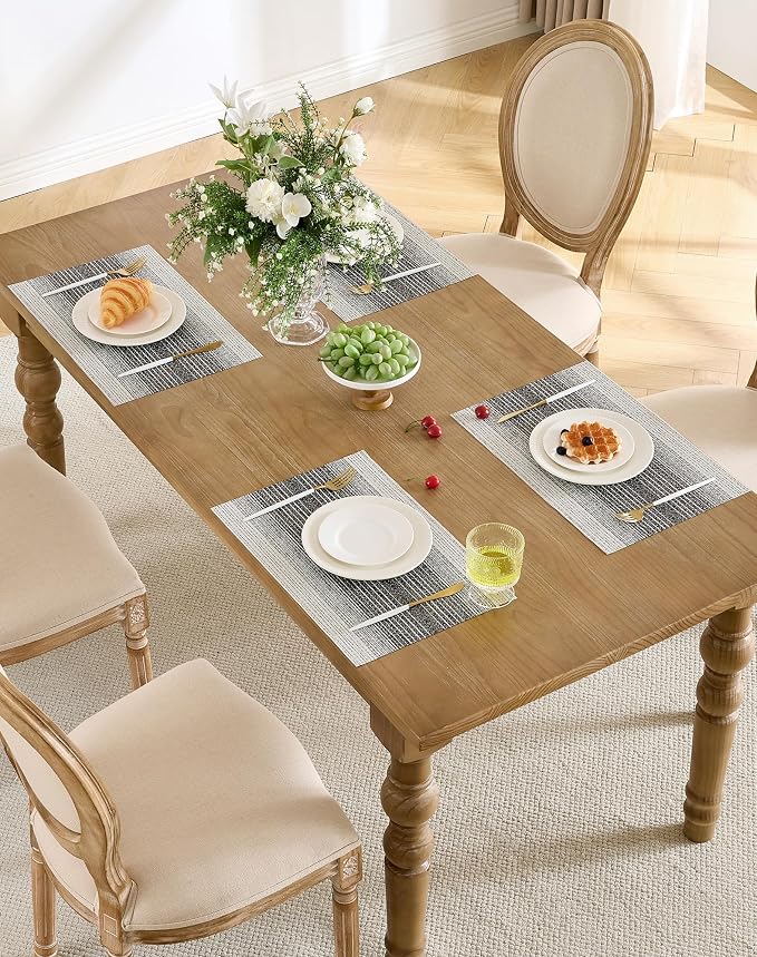 Leetaltree Black with White Woven Placemats Set of 6 - Image 9