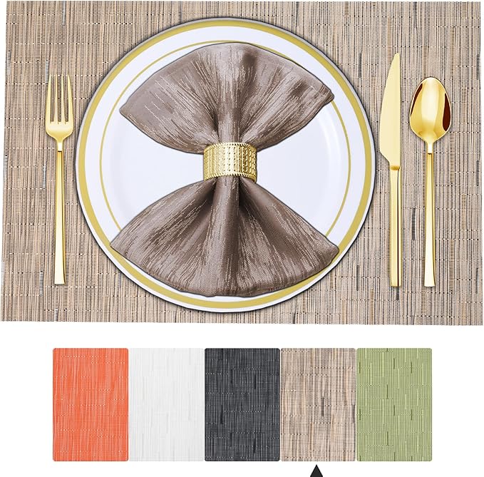 BETEAM Placemats Set of 4, Woven Vinyl Placemat by BETEAM