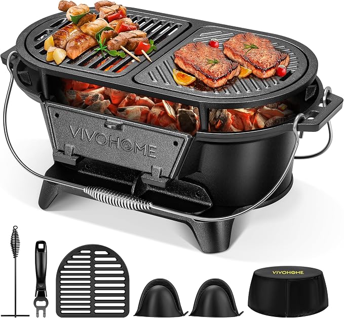 VIVOHOME Oval Cast Iron Grill by VIVOHOME