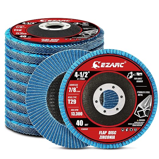 EZARC Flap Discs 40 Grit, 4 1/2 x 7/8-Inch Flap Sanding Disc, Type 29 Zirconia by EZARCTools