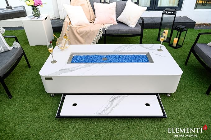 Elementi+ | Bundle Athens Gas Fire Pit | Concrete Body & Marble Porcelain Top | - Image 5