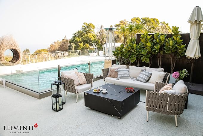 Elementi+ | Bundle Sofia Gas Fire Pit | Marble Porcelain & Metal Frame | 40" - Image 6