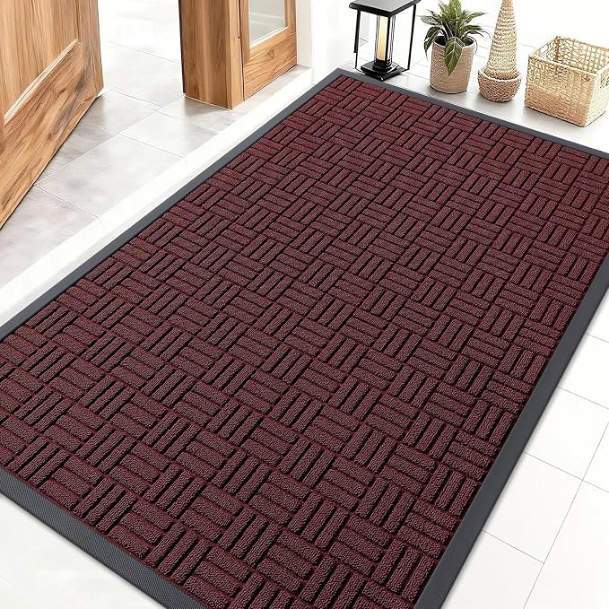 OLANLY Front Door Mat Outside Entrance 47x32, Heavy Duty Sturdy Natural Rubber by OLANLY