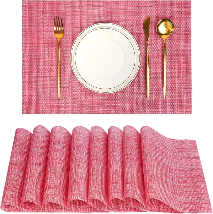 Placemats Set of 8，Christmas Decoration Non-Slip PVC Weave Table Mats Easy to by flohar