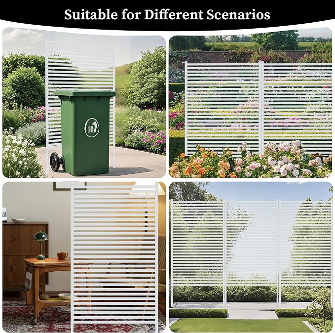 Outdoor Privacy Screen with Stand, Rustproof Metal Fence Panel, 35.43’’ x 71’’ - Image 6