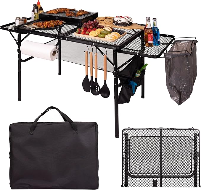 Folding Table w/ Carry Bag, Paper Towel Holder, Garbage Holder, Wing Panels by Unknown