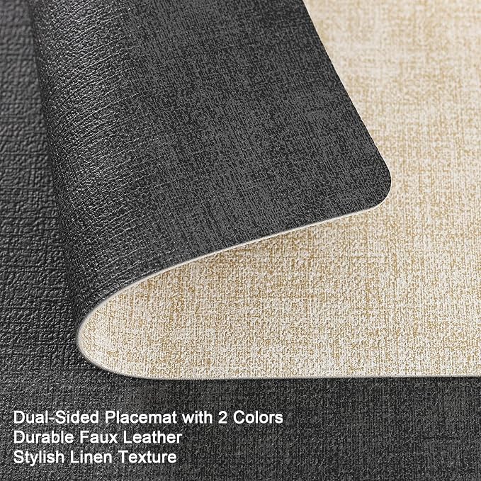 Myir JUN Dual Sided Placemats, Faux Leather Set of 4 - Image 2