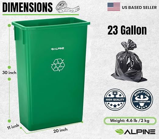 Alpine 23 Gallon Slim Trash Can - Image 2