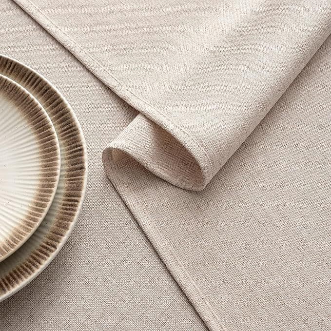 MIULEE Natural Linen Polyester Tablecloth 52x70 Inch Spring Rectangle Table - Image 3